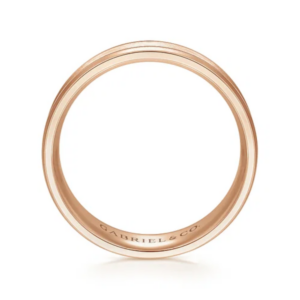 14K Gold 6mm – Satin Finish Milgrain Accent Men’s Wedding Band Gabriel 50