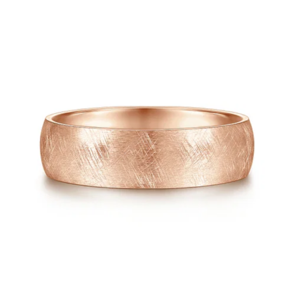 14K Gold 6mm - Diamond Brush Finish Men's Wedding Band - Image 5