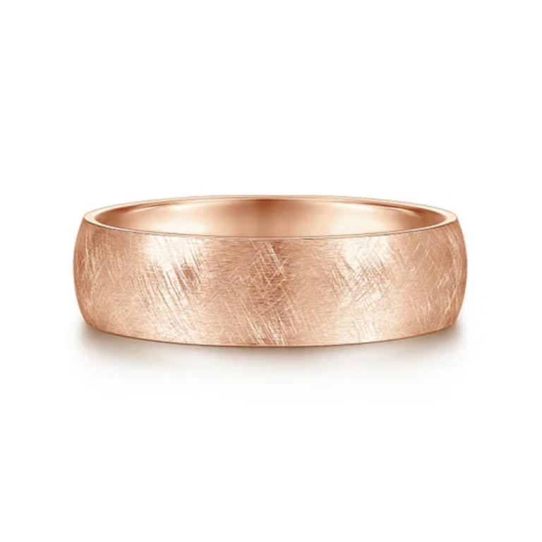 14K Gold 6mm – Diamond Brush Finish Men’s Wedding Band Gabriel 18
