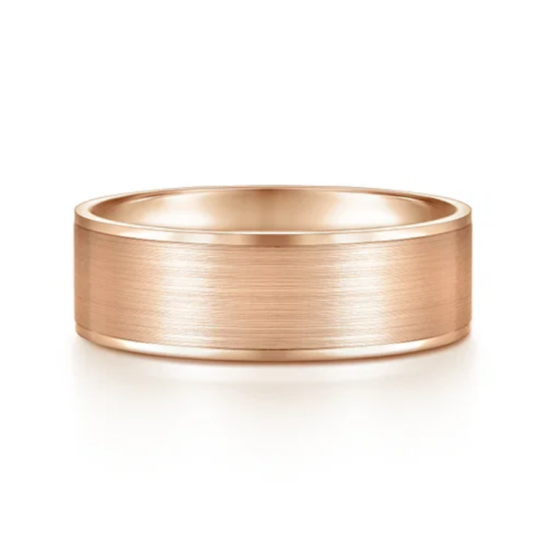 14K Gold 7mm - Satin Finish Men's Wedding Band - Image 5