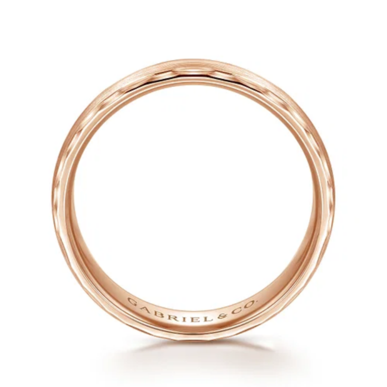 14K Gold 6mm – Satin Carved Men’s Wedding Band Gabriel 16