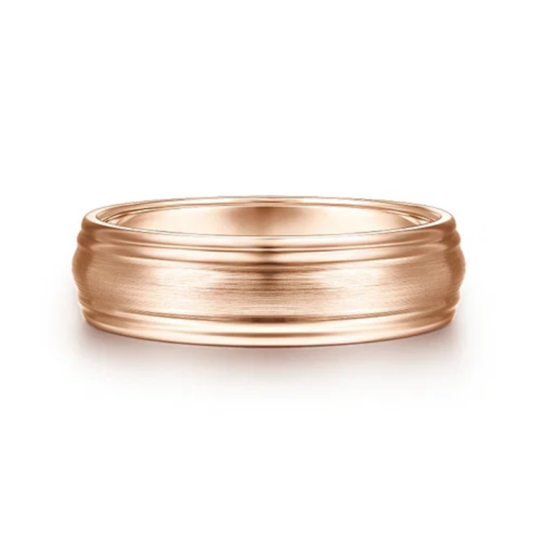 14K Gold 6mm – Satin Finish Grooved Men’s Wedding Band Gabriel 18
