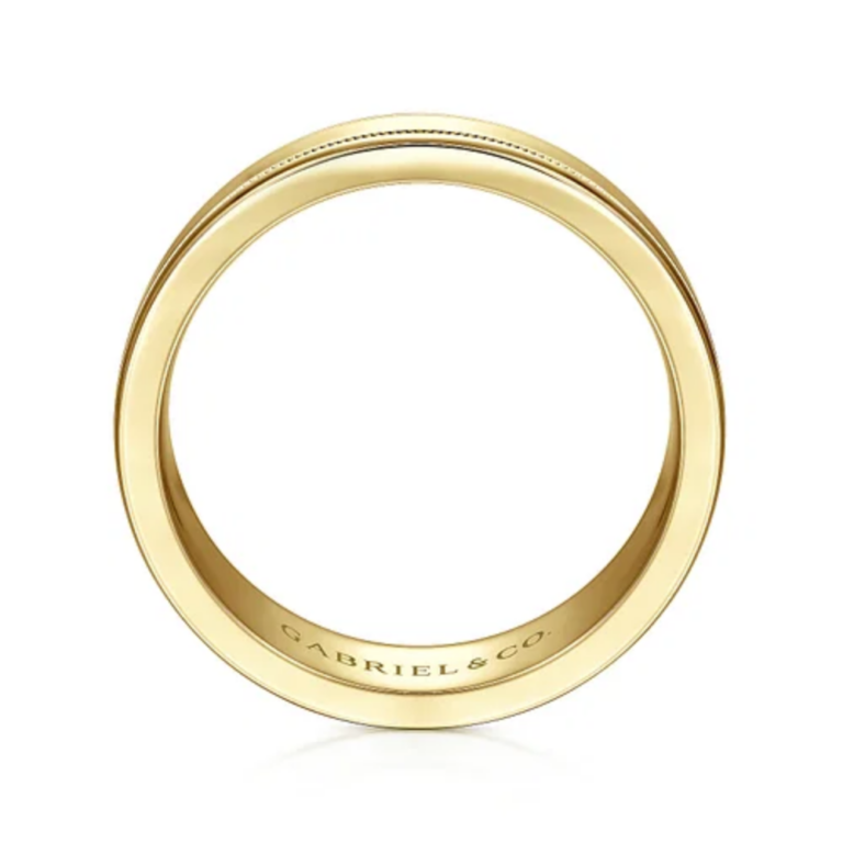 14K Gold 7mm – Milgrain Accented Men’s Wedding Band Gabriel 20