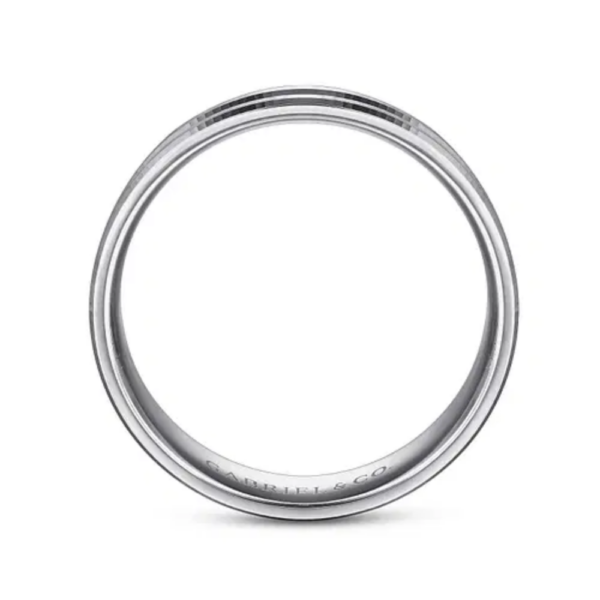14K Gold 6mm - Satin Finish Carved Accents Men's Wedding Band - Image 7