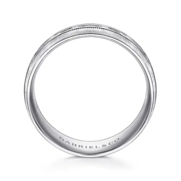 14K Gold 8mm - Diamond Cut Center Men's Wedding Band - Image 3