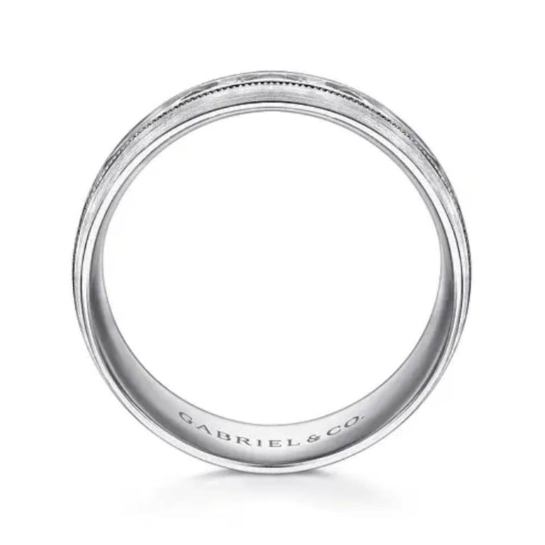 14K Gold 8mm – Diamond Cut Center Men’s Wedding Band Gabriel 16