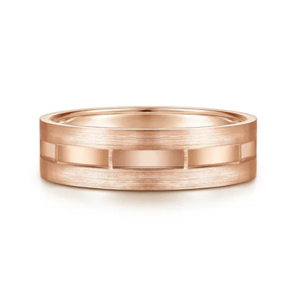 14K Gold 6mm - Brushed & Satin Interwoven Men's Wedding Band - Image 9