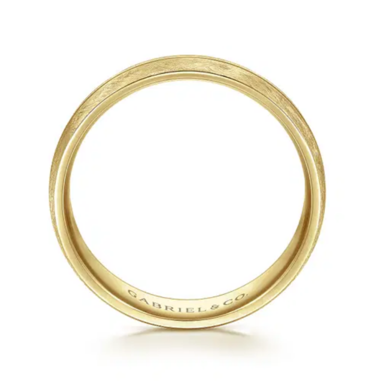 14K Gold 6mm – Brushed Diamond Cut Men’s Wedding Band Gabriel 16