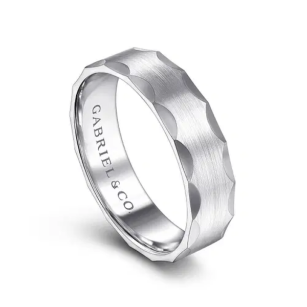 14K Gold 6mm - Satin Grooved Edge Men's Wedding Band - Image 10