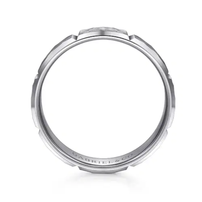 14K Gold 6mm – Hammered Station Men’s Wedding Band Gabriel 20
