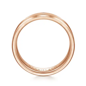 14K Gold 6mm – Satin Finish Carved Men’s Wedding Band Gabriel 20