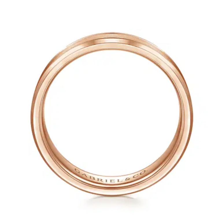 14K Gold 6mm – Satin Finish Carved Men’s Wedding Band Gabriel 20