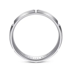 14K Gold 6mm – Satin Carved Station Men’s Wedding Band Gabriel 39
