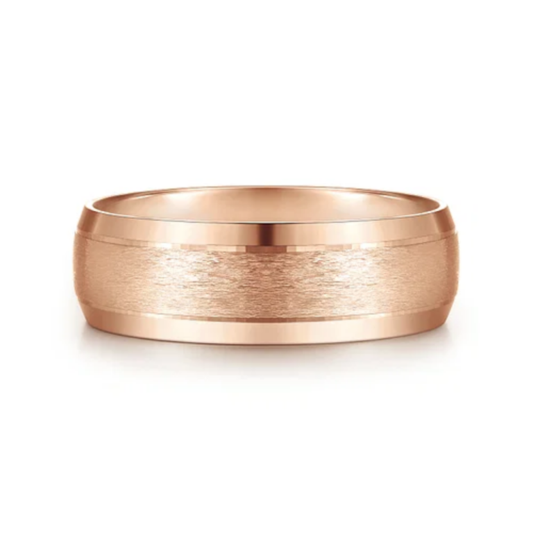 14K Gold 7mm – Horizontal Brush Grooved Men’s Wedding Band Gabriel 22
