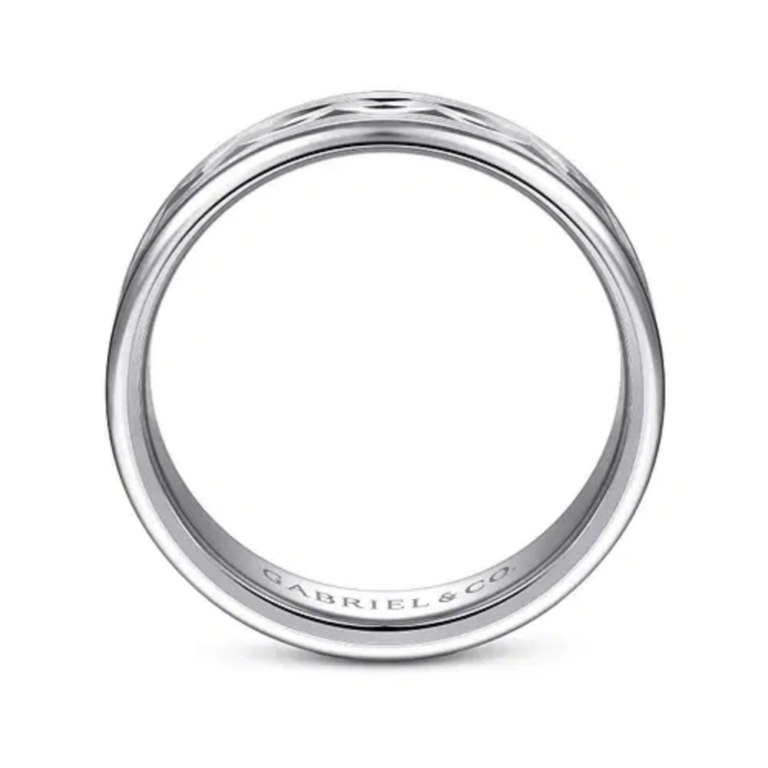 14K Gold 6mm – Satin Diamond Cut Men’s Wedding Band Gabriel 20
