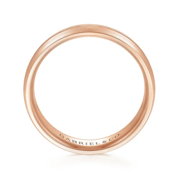 14K Gold 6mm - Satin Finish Center Groove Men's Wedding Band - Image 7
