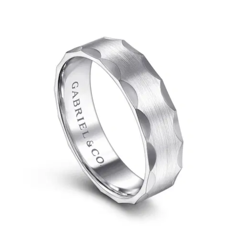 14K Gold 6mm – Satin Grooved Edge Men’s Wedding Band Gabriel 23