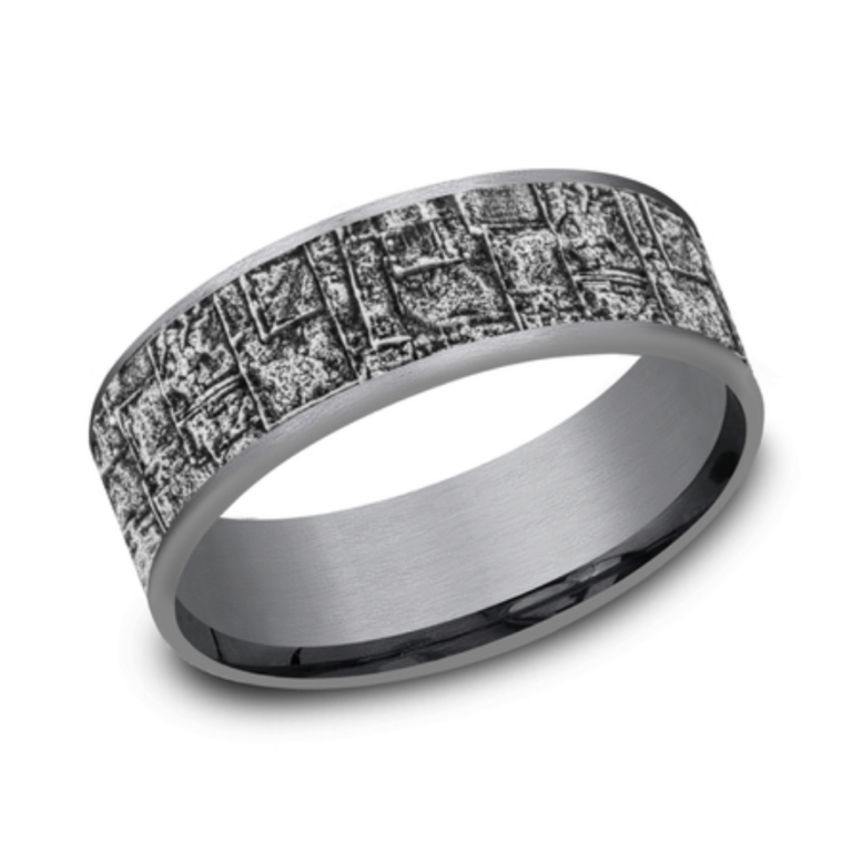 14K Gold and Tantalum 7.5mm – Bamboo Men’s Wedding Band Ammara Stone 18