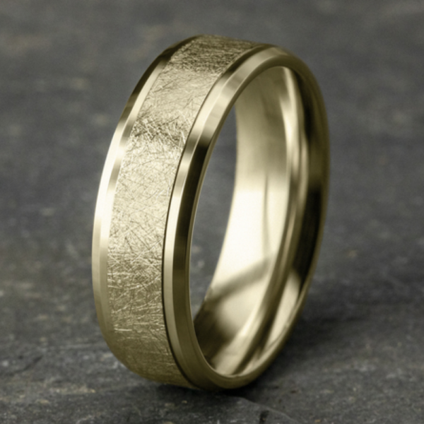 14K Gold 8mm – Swirl Center Men’s Wedding Band Benchmark 33