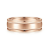 14K Gold 7mm – Satin Finish Milgrain Channels Men’s Wedding Band Gabriel 40