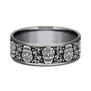 14K Gold and Tantalum 7.5mm – Skull King Men’s Wedding Band Ammara Stone 31