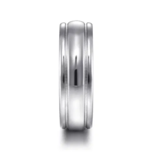 14K Gold 7mm – High Polish Milgrain Channel Men’s Wedding Band Gabriel 16