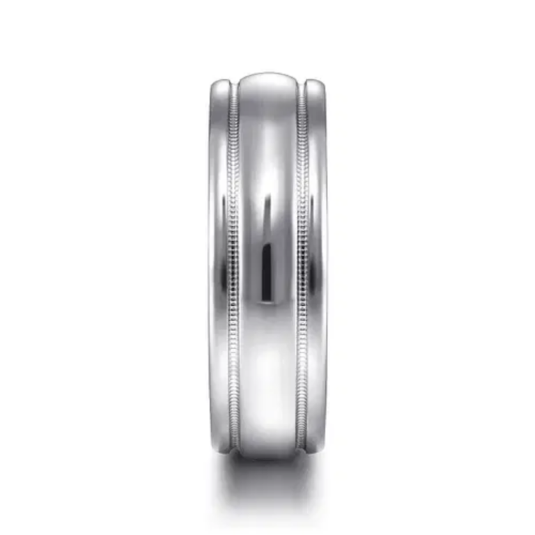 14K Gold 7mm – High Polish Milgrain Channel Men’s Wedding Band Gabriel 16