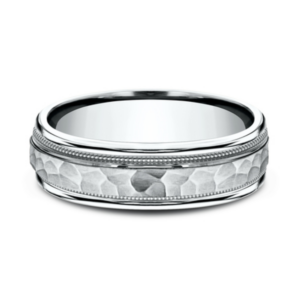 14K Gold 6.5mm - Hammer Milgrain Men's Wedding Band