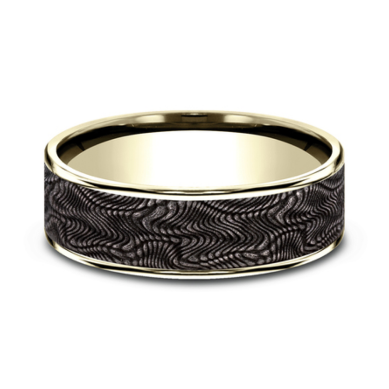 14K Gold and Tantalum 7.5mm – Snakeskin Men’s Wedding Band Ammara Stone 11