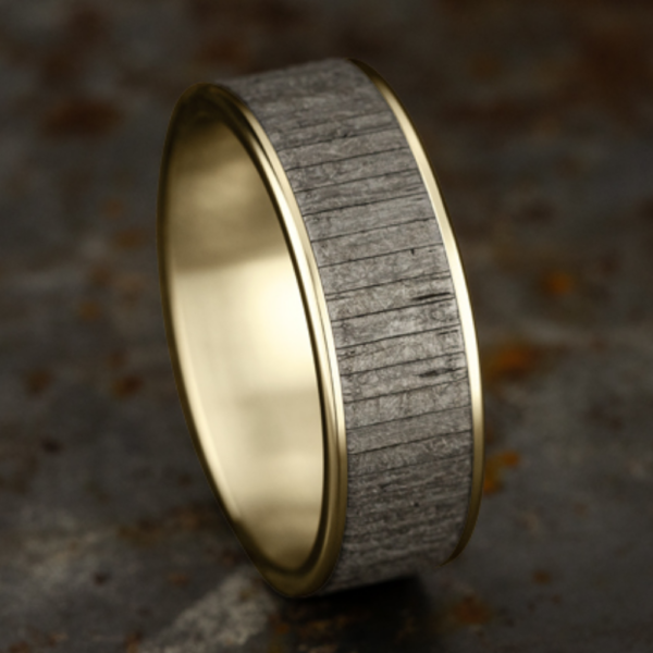 14K Gold and Tantalum 7.5mm - Wood Men's Wedding Band - Image 6
