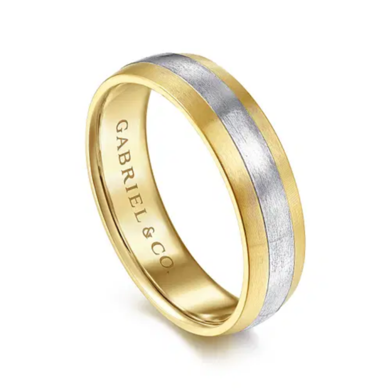 14K Two-Tone Gold 6mm – Satin Finish Men’s Wedding Band Gabriel 15