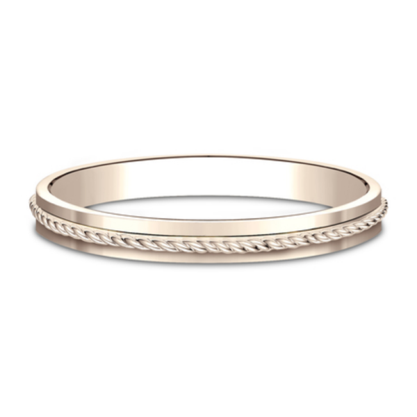 14K Gold 2mm - Rope Detailed Eternity Stackable Band - Image 4