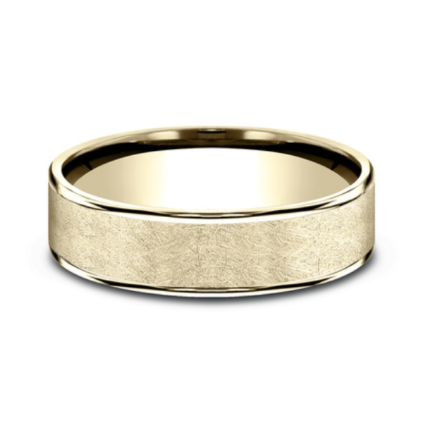 14K Gold 6.5mm - Swirl Finish Men's Wedding Band 2