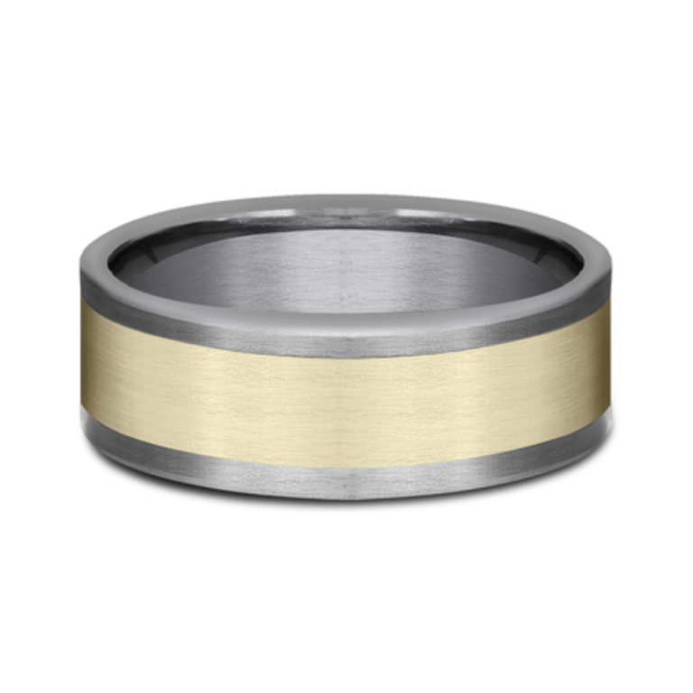 14K Gold and Tantalum 8mm – Satin Men’s Wedding Band Ammara Stone 10