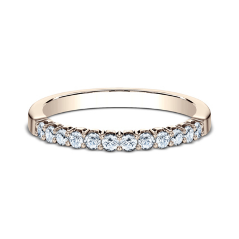 14K Gold Crescent Round Brilliant Diamond Wedding Band Classic 16