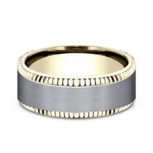 14K Gold and Tantalum 8mm – Coined Men’s Wedding Band Ammara Stone 31