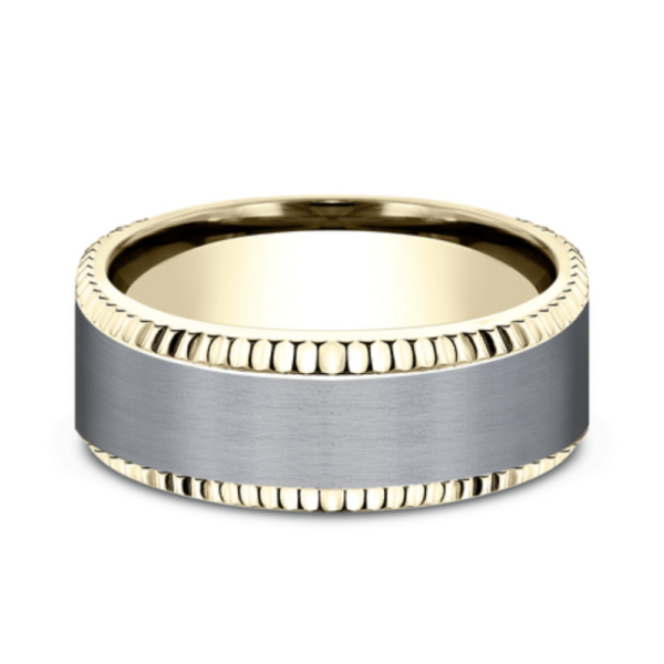 14K Gold and Tantalum 8mm - Coined Men's Wedding Band - Image 4