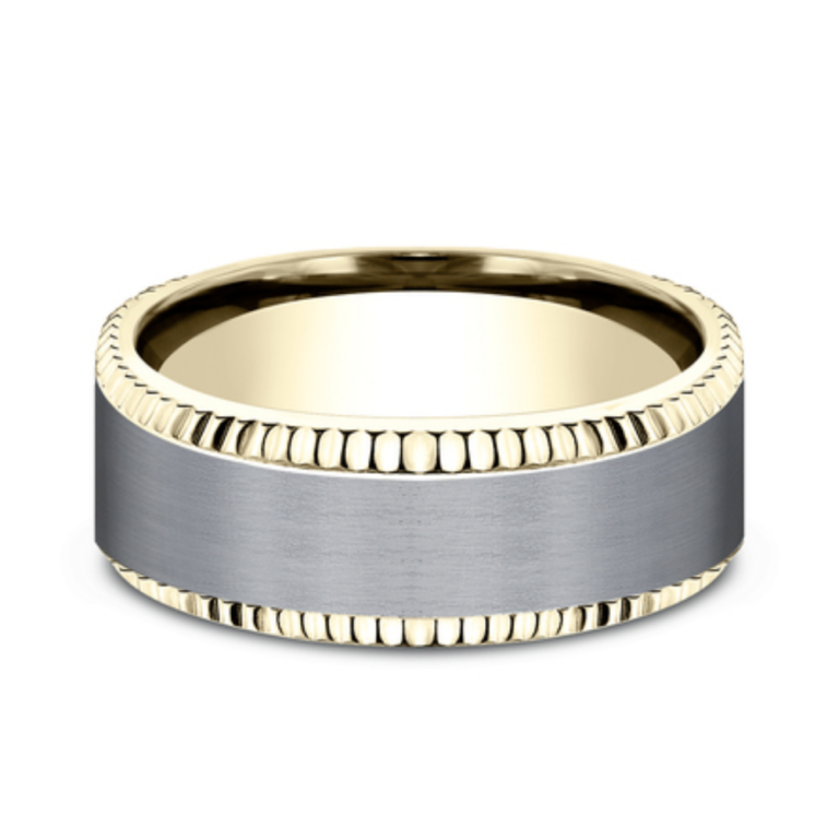 14K Gold and Tantalum 8mm – Coined Men’s Wedding Band Ammara Stone 13