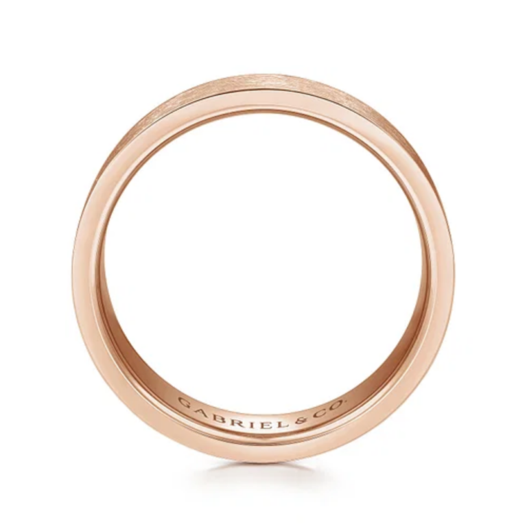 14K Gold 6mm – Crosshatch Brushed Finish Men’s Wedding Band Gabriel 46