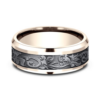 14K Gold and Tantalum 8mm – Vintage Script Men’s Wedding Band Benchmark 52
