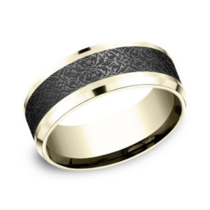 14K Gold and Black Titanium 8mm – Ottoman Men’s Wedding Band Benchmark 17