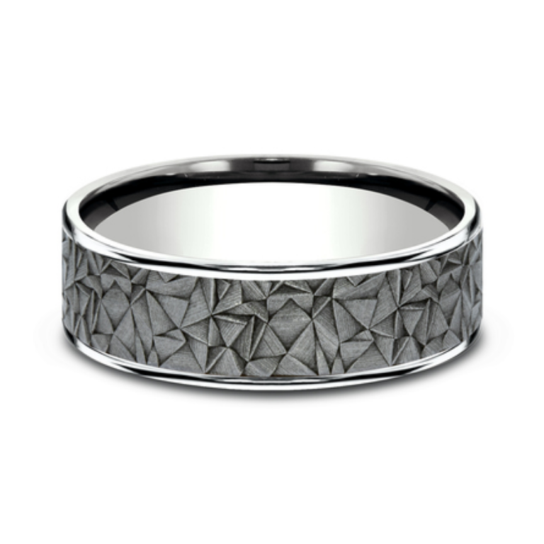 14K Gold and Tantalum 7.5mm – Kaleidoscope Men’s Wedding Band Ammara Stone 31