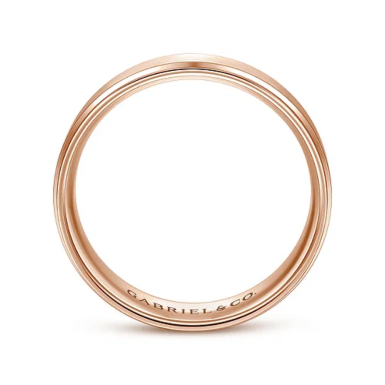 14K Gold 6mm – Brushed Beveled Edge Men’s Wedding Band Gabriel 42