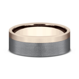14K Gold and Tantalum 7mm – Wire Off-Center Men’s Wedding Band Ammara Stone 13