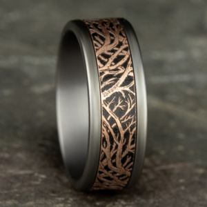 14K Gold and Tantalum 8mm – Forest Men’s Wedding Band Ammara Stone 36