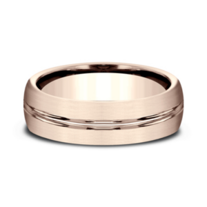 14K Gold 6.5mm – Satin Center Cut Men’s Wedding Band Benchmark 16