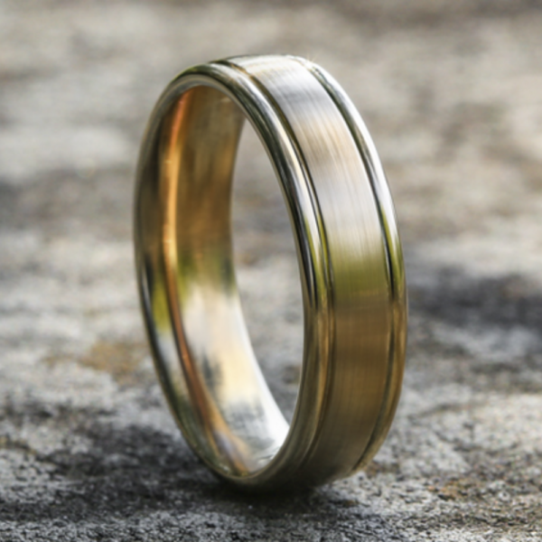 14K Gold 6mm - Rounded Satin Finish Men's Wedding Band - Image 3