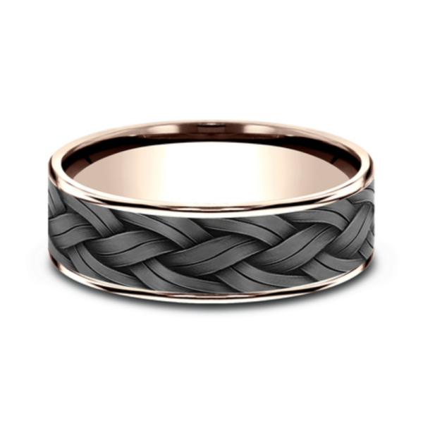14K Gold and Tantalum 7.5mm - Rope Weave Men's Wedding Band - Image 7