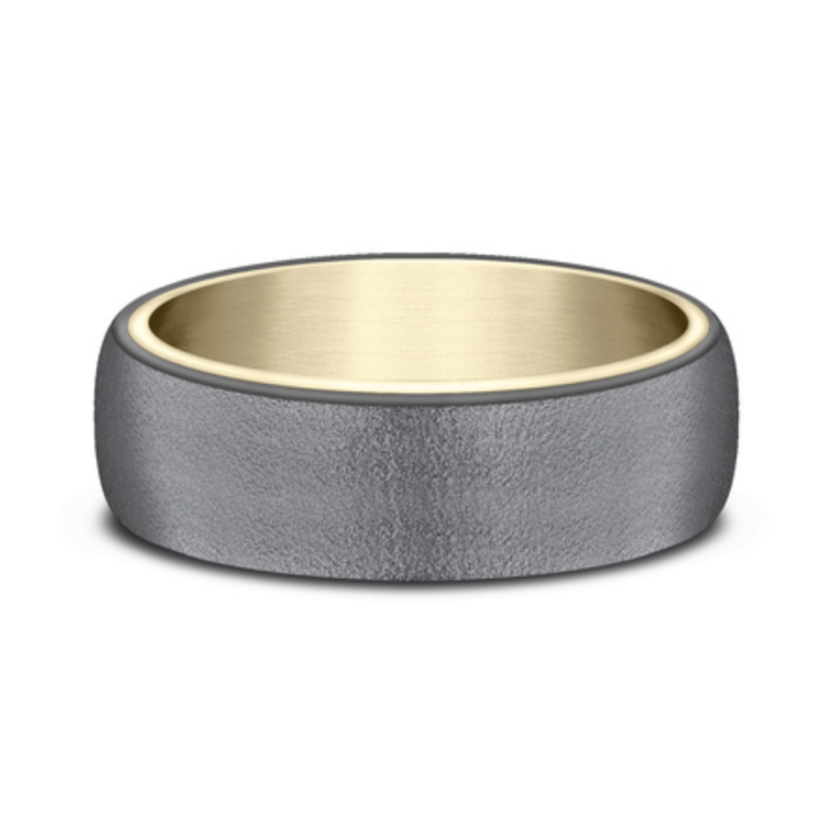 14K Gold and Tantalum 6.5mm – Wire Sleeved Men’s Wedding Band Ammara Stone 17
