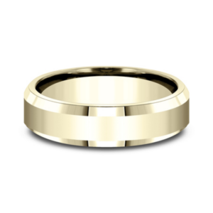 14K Gold 6.5mm – Polished Beveled Men’s Wedding Band Benchmark 13